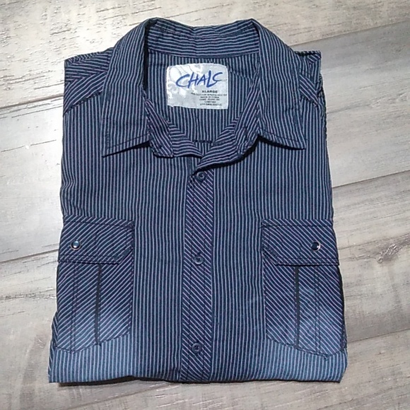 Chalc Men's Long Sleeve button up shirt with roll and button sleeve size XL NWT - Picture 12 of 12